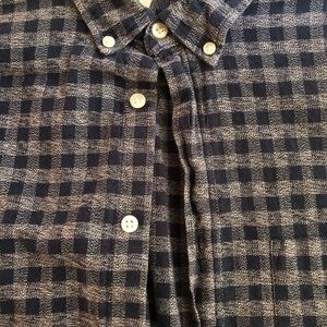 Men’s textured blue and grey long sleeve shirt